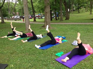 Pilates under the shady trees!